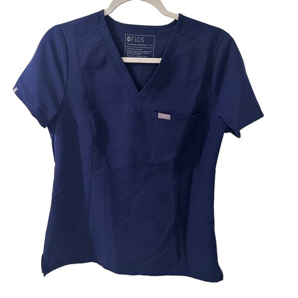 FIGS Scrub Top Technical Collection Women's Blue V-Neck Short Sleeve Top, S - Picture 1 of 7